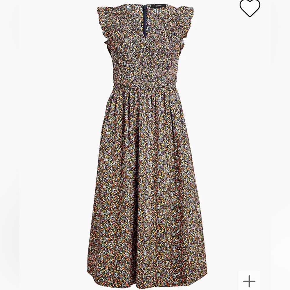 Navy with flower print midi dress